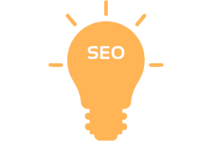 Glowing lightbulb with SEO inside