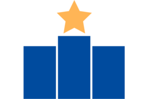 Flat icon bar chart with star