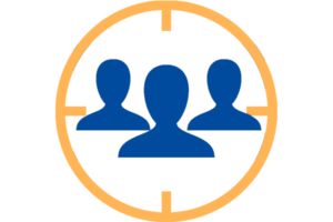 Flat icon of target and silhouettes